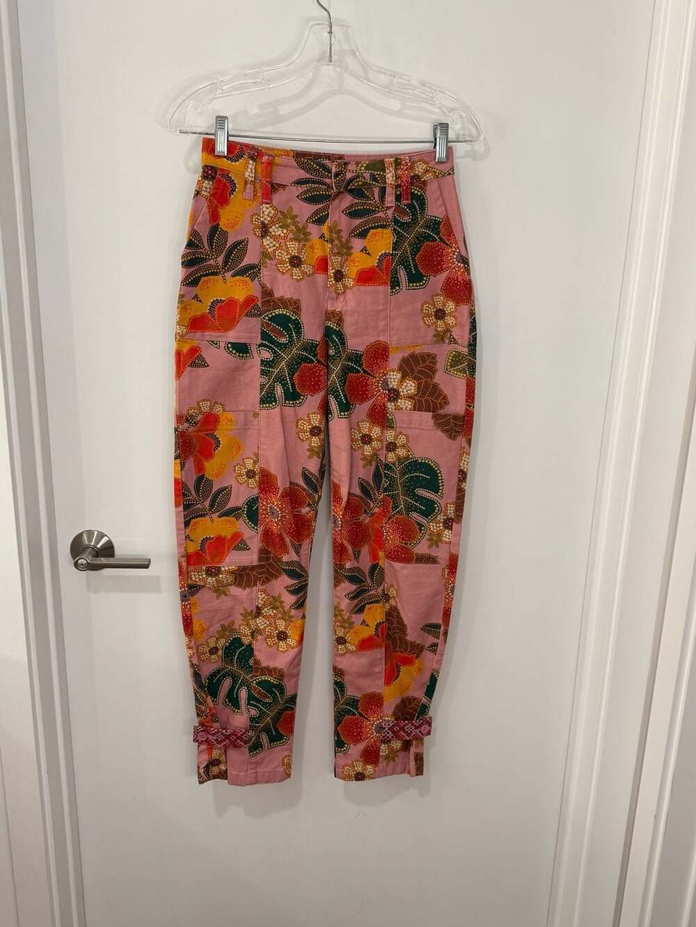 FARM Rio for Anthropologie Esperanza Pink Floral Cargo Pants